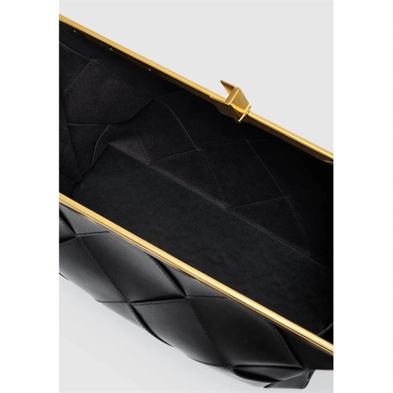 Anine Bing Braided Leather Clutch, Sort